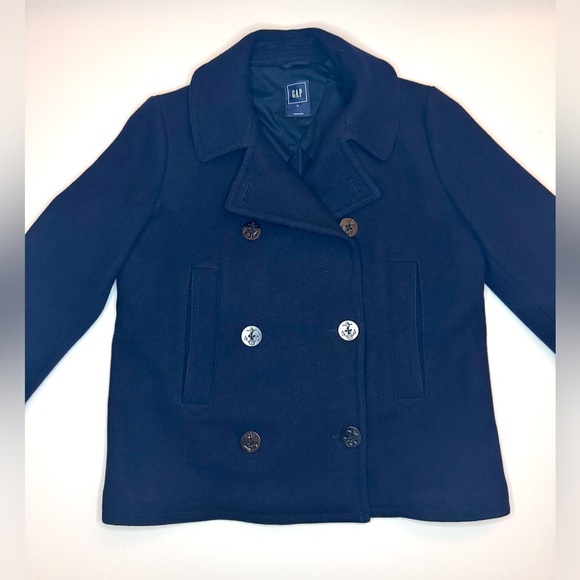 Gap Women’s Navy Blue  Wool Blend Double Breasted Peacoat Size- Extra Large - Picture 2 of 10